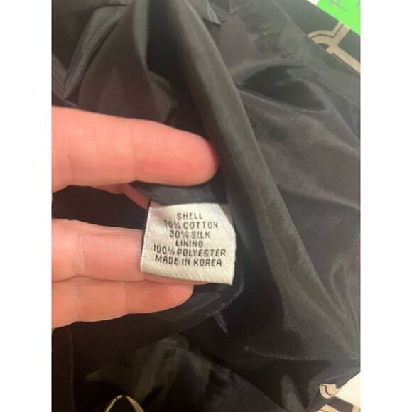 Talbots Black Tan Cotton Silk Blend Dress Cowl Neck Sleeveless Tie Belt Size 10 - Picture 7 of 10